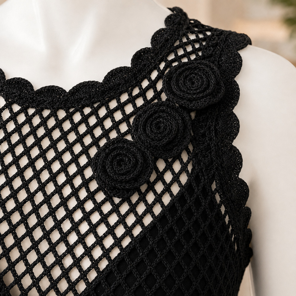 NWT BECCA Castaway Island Crochet Mesh Cover Up Dress Black 2X $128 - Picture 5 of 7